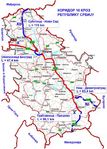 koridori srbije mapa Саобраћајни коридори Србије – где смо данас и како даље  koridori srbije mapa