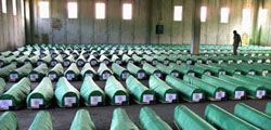 Coffins awaiting burial